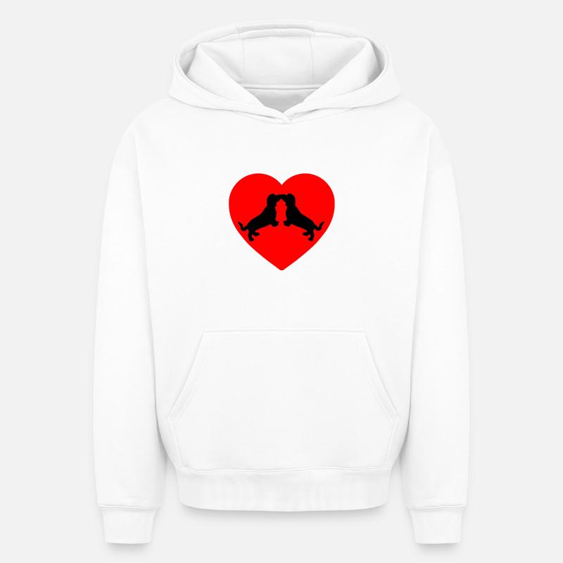 Teckel - Sweat à capuche unisexe oversize épais SPREAD - blanc