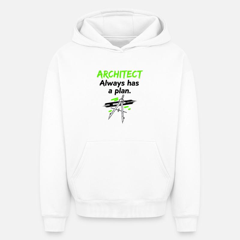 Architecte avec un plan - Sweat à capuche unisexe oversize épais SPREAD - blanc