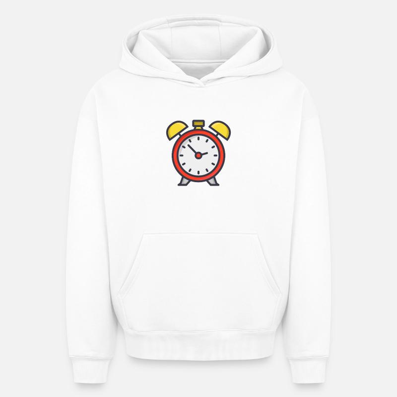 Wecker - Oversized Heavyweight Unisex Hoodie - Weiß