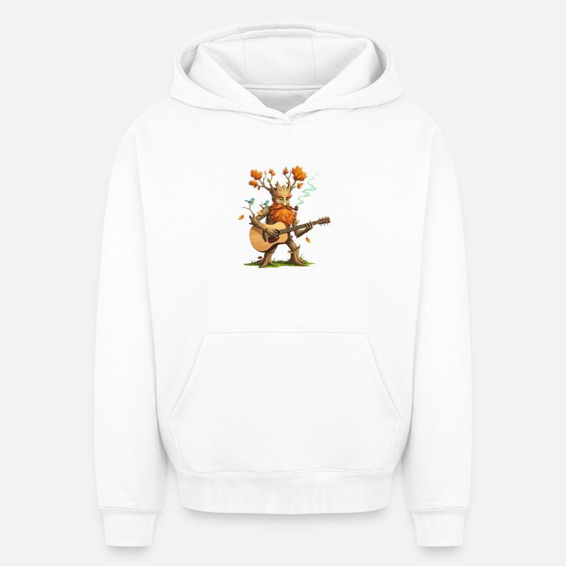 Fantasy Tree Guitar Player T-Shirt - Sweat à capuche unisexe oversize épais SPREAD - blanc