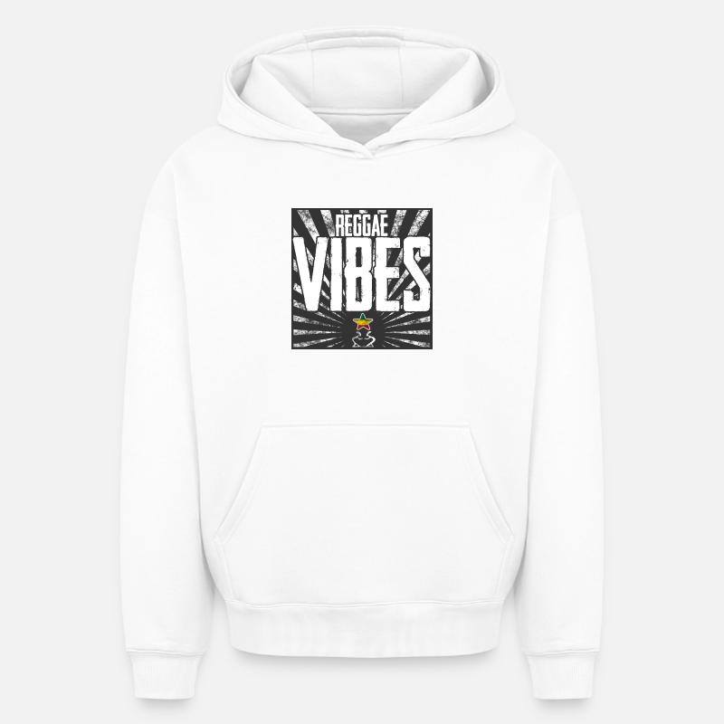 Conception Reggae Vibes - Sweat à capuche unisexe oversize épais SPREAD - blanc
