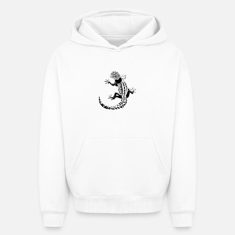 Gecko léopard - Sweat à capuche unisexe oversize épais SPREAD - blanc