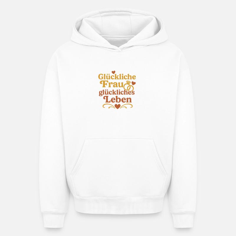 Femme heureuse, vie heureuse - Sweat à capuche unisexe oversize épais SPREAD - blanc