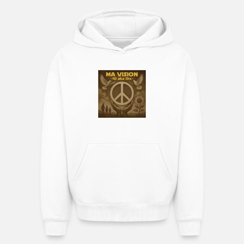 Ma Vision Pax Dix - Sweat à capuche unisexe oversize épais SPREAD - blanc