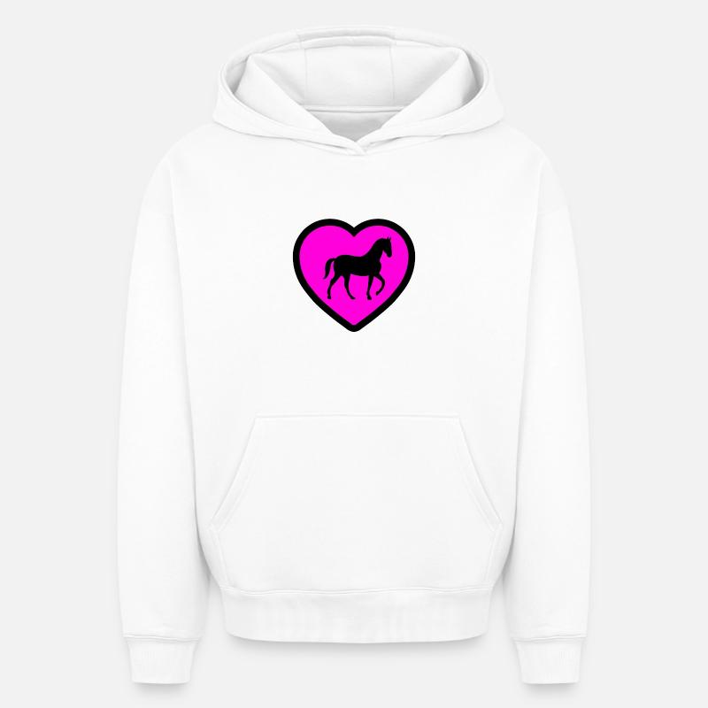 Chevaux - Sweat à capuche unisexe oversize épais SPREAD - blanc