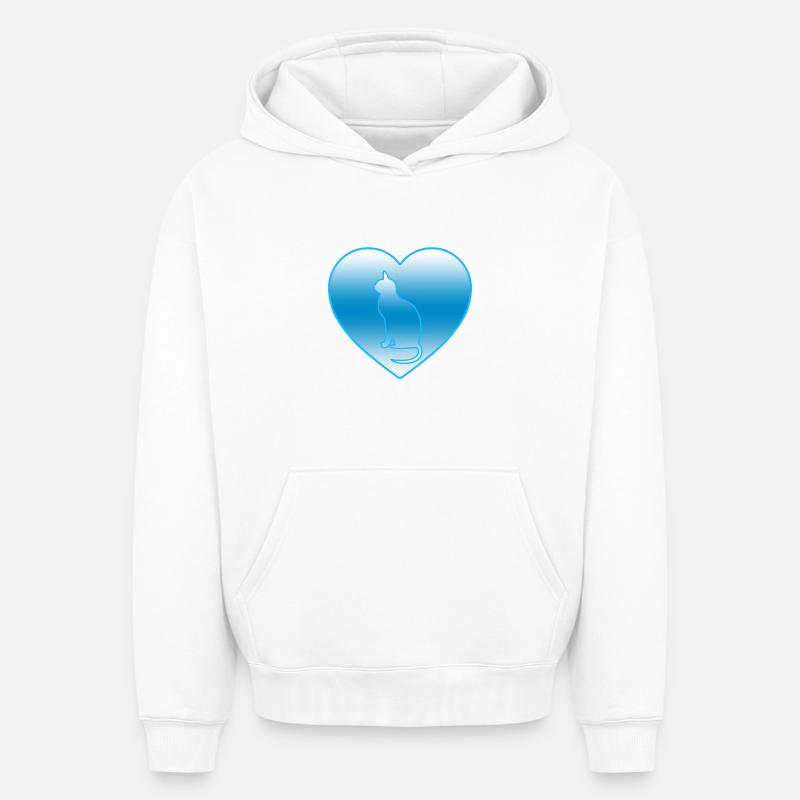 Chat - Sweat à capuche unisexe oversize épais SPREAD - blanc