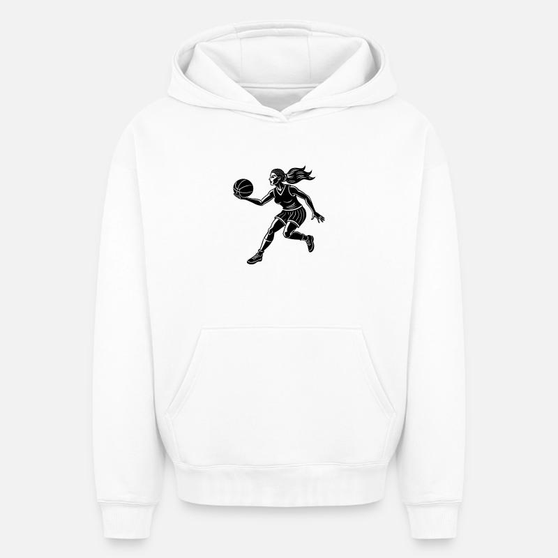 Basket-ball féminin - Sweat à capuche unisexe oversize épais SPREAD - blanc
