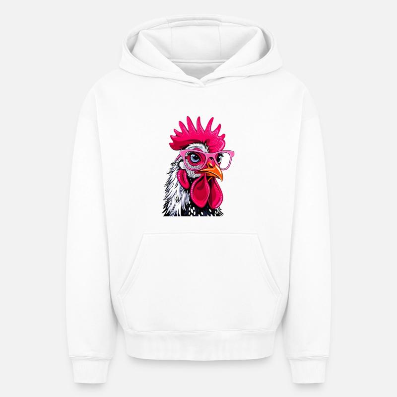 Poulet - Sweat à capuche unisexe oversize épais SPREAD - blanc