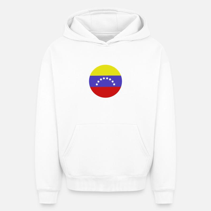 Drapeau rond du Venezuela - Sweat à capuche unisexe oversize épais SPREAD - blanc