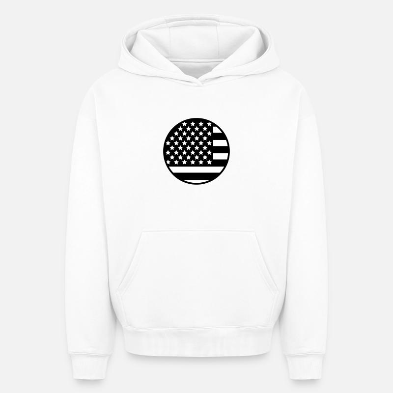 Drapeau des États-Unis - Sweat à capuche unisexe oversize épais SPREAD - blanc