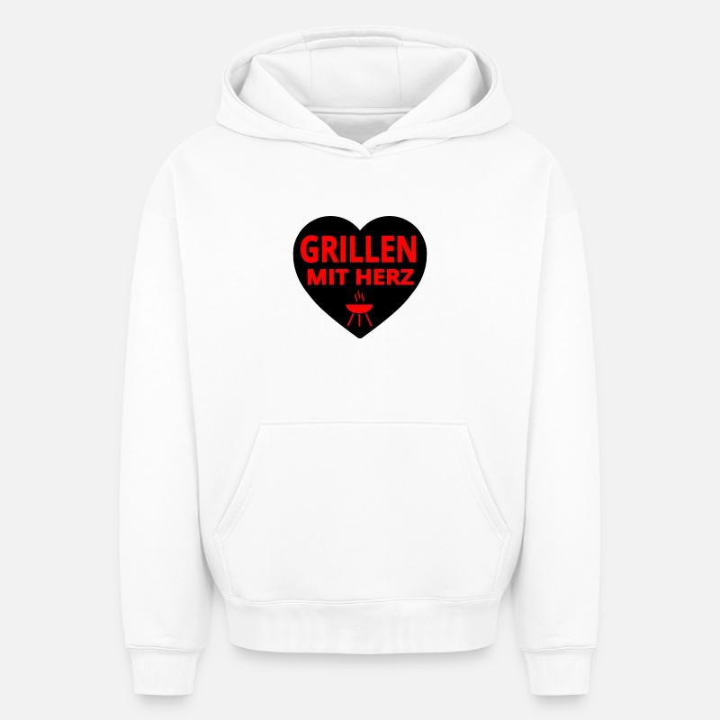 Griller - Sweat à capuche unisexe oversize épais SPREAD - blanc