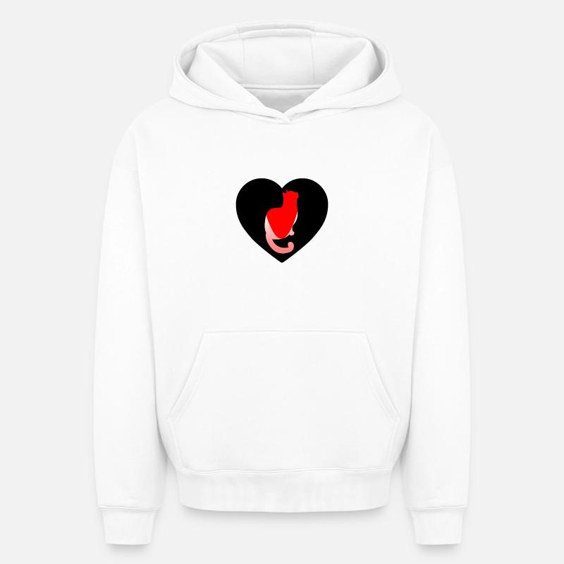 Chat - Sweat à capuche unisexe oversize épais SPREAD - blanc