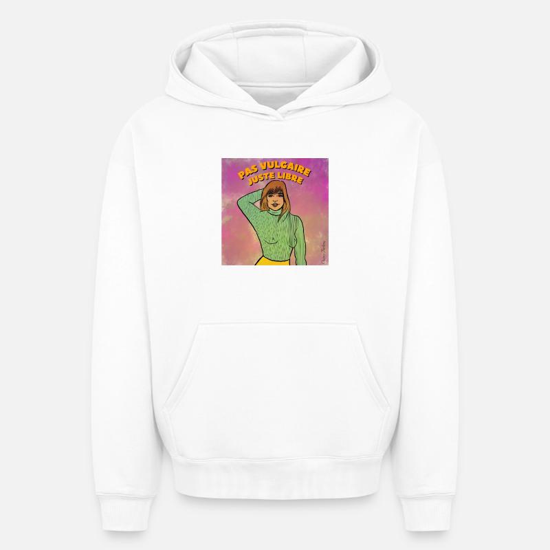 Pas vulgaire juste libre  - Sweat à capuche unisexe oversize épais SPREAD - blanc