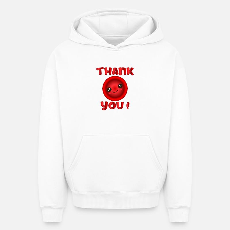 Merci à Don de sang - Sweat à capuche unisexe oversize épais SPREAD - blanc