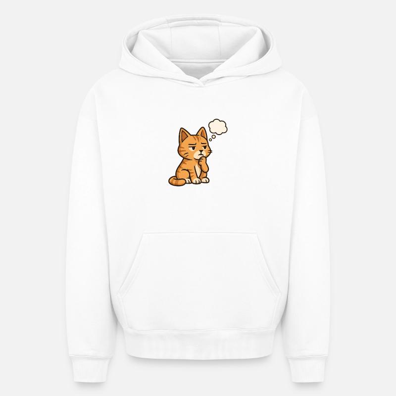 Chat-Réfléchi - Sweat à capuche unisexe oversize épais SPREAD - blanc