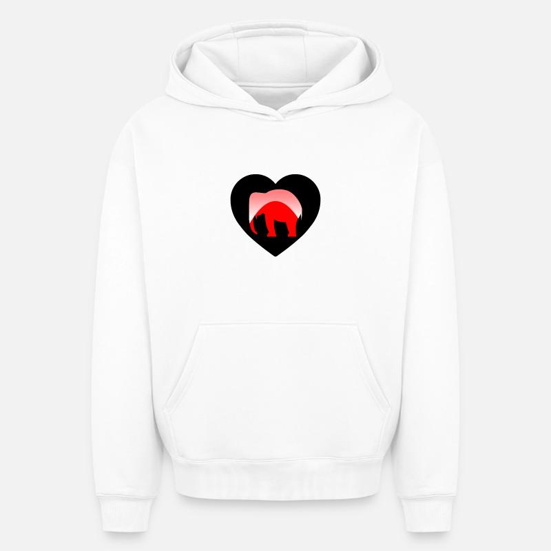 Éléphant - Sweat à capuche unisexe oversize épais SPREAD - blanc