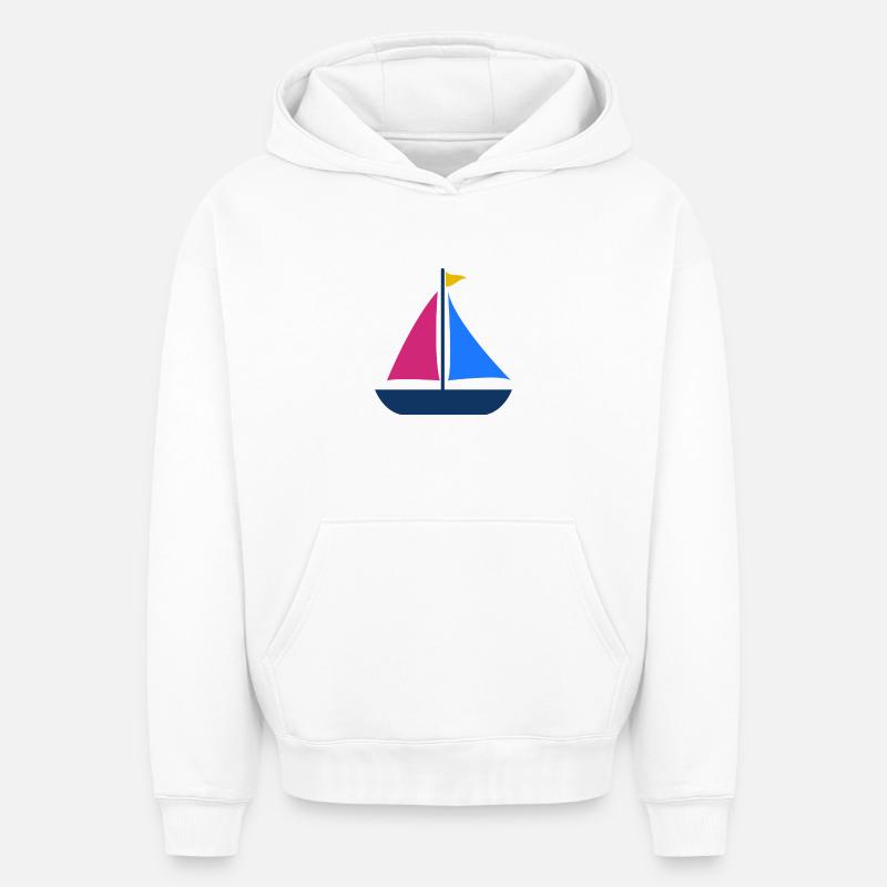 Voilier - Sweat à capuche unisexe oversize épais SPREAD - blanc
