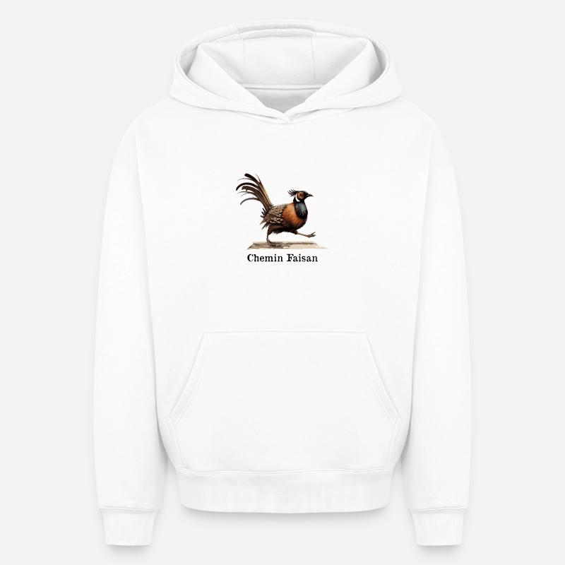 CHEMIN FAISAN !   - Sweat à capuche unisexe oversize épais SPREAD - blanc