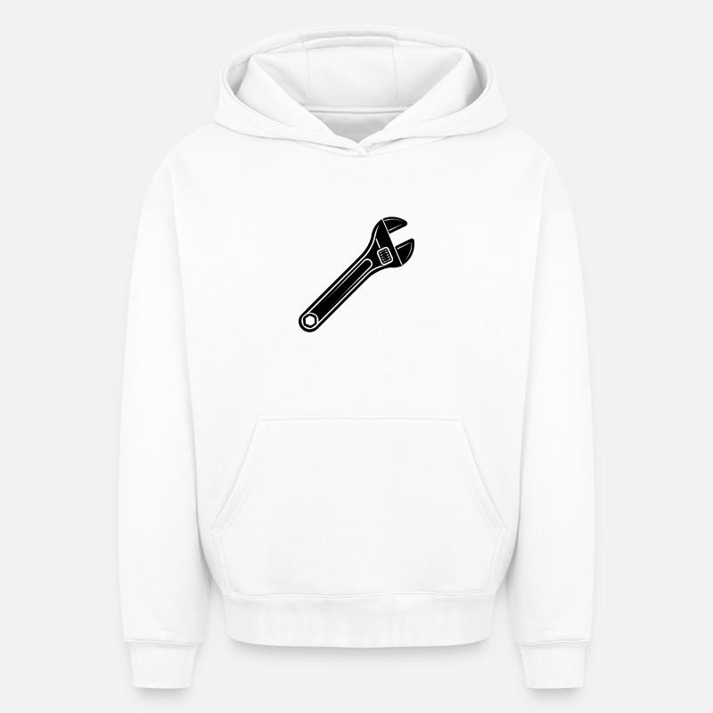 Clé à molette réglable - Sweat à capuche unisexe oversize épais SPREAD - blanc