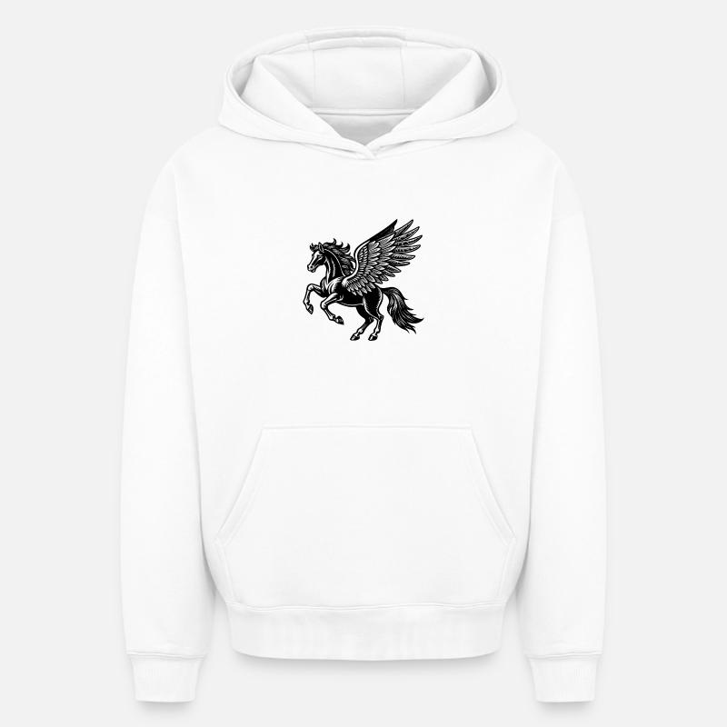 Pégase - Sweat à capuche unisexe oversize épais SPREAD - blanc