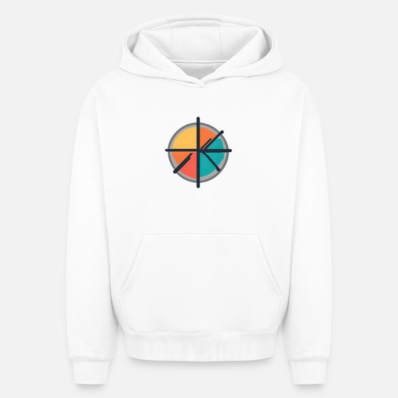 Emblème du cercle géométrique minimal - Sweat à capuche unisexe oversize épais SPREAD - blanc