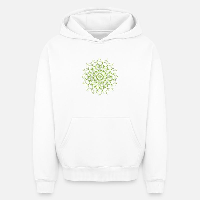 mandala - Sweat à capuche unisexe oversize épais SPREAD - blanc