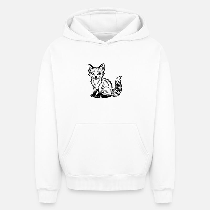 Bébé renard - Sweat à capuche unisexe oversize épais SPREAD - blanc