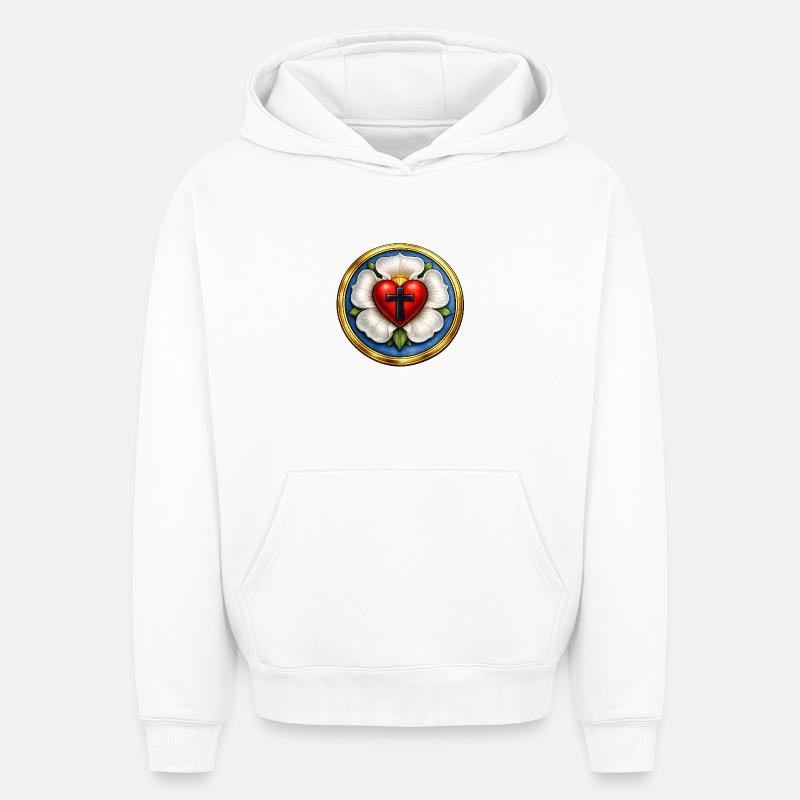 Martin Luther Rose - Sweat à capuche unisexe oversize épais SPREAD - blanc