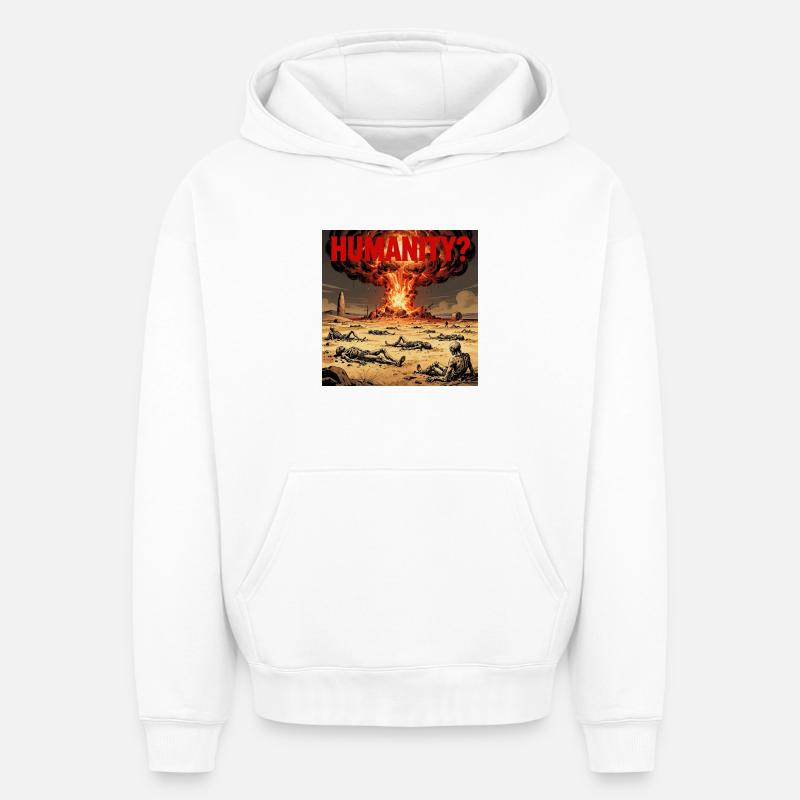 L’humanité atomique ? - Sweat à capuche unisexe oversize épais SPREAD - blanc