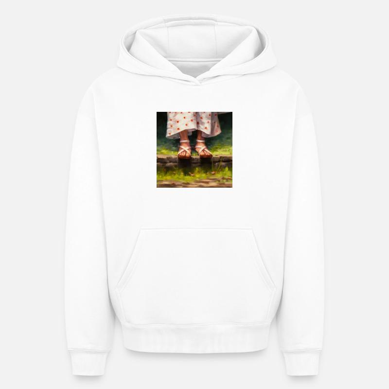 Échos du printemps - Sweat à capuche unisexe oversize épais SPREAD - blanc
