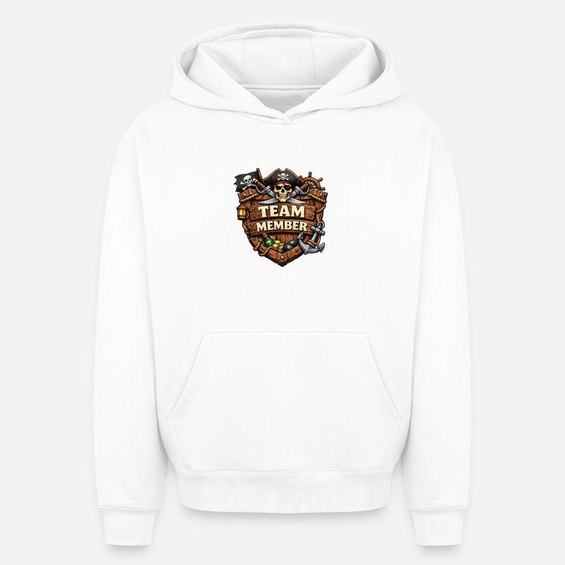 Blason des membres de l’équipe pirate - Sweat à capuche unisexe oversize épais SPREAD - blanc
