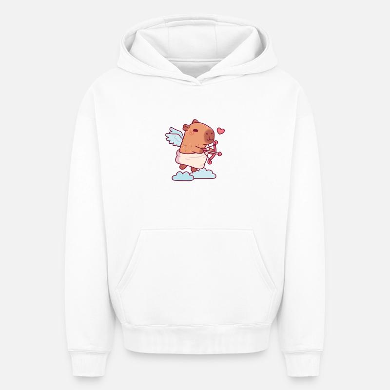 Mignon Ange Cupidon Capybara - Sweat à capuche unisexe oversize épais SPREAD - blanc