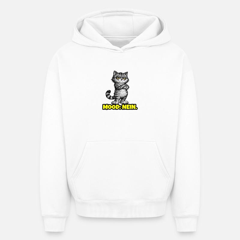 Mood: Nein. – Grumpy Katze (Chef Vibes) - Oversized Heavyweight Unisex Hoodie - Weiß