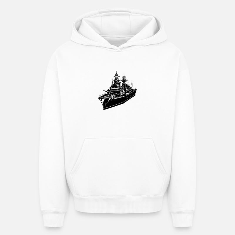 Cuirassé - Sweat à capuche unisexe oversize épais SPREAD - blanc