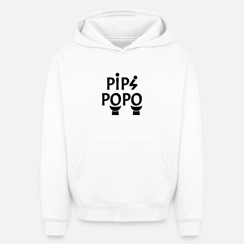 POPO !  - Sweat à capuche unisexe oversize épais SPREAD - blanc