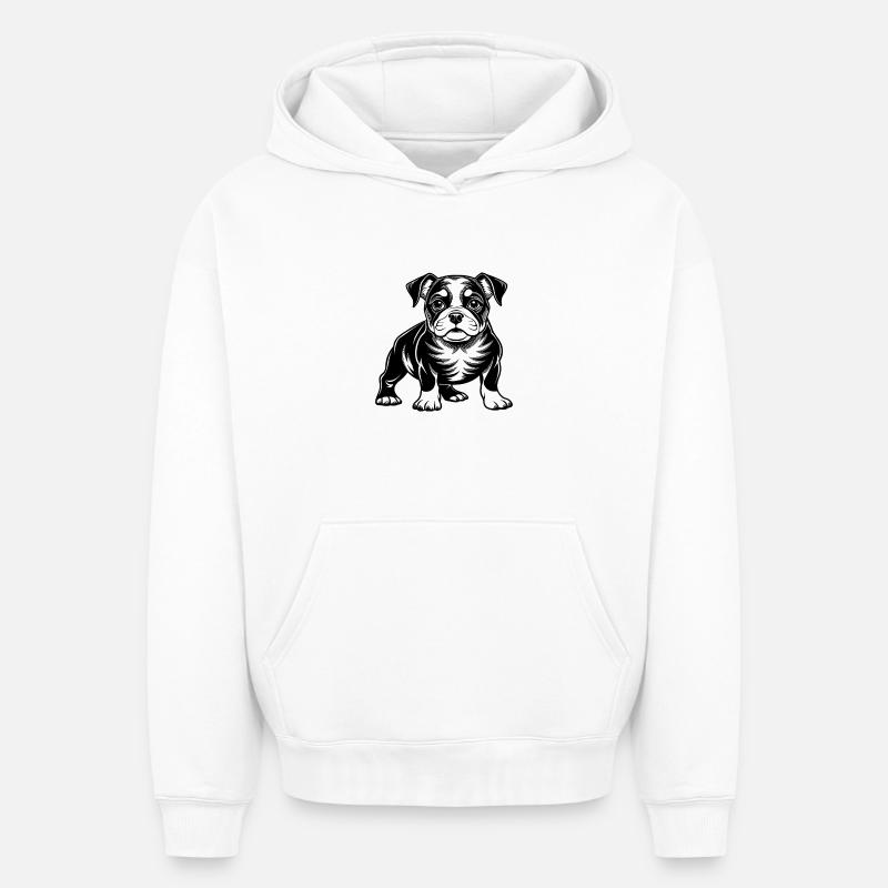 Chiot bouledogue - Sweat à capuche unisexe oversize épais SPREAD - blanc