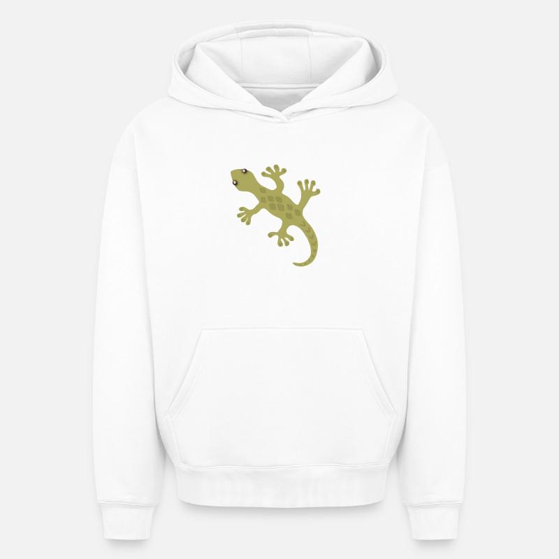 Motif de silhouette Gecko lime - Sweat à capuche unisexe oversize épais SPREAD - blanc