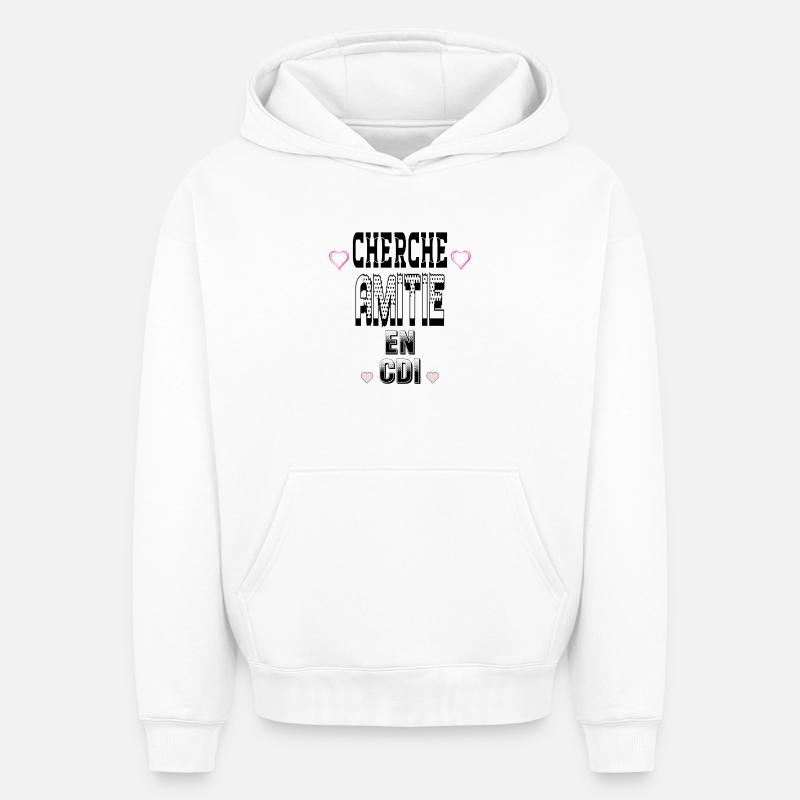 Cherche Amitié en CDI - Sweat à capuche unisexe oversize épais SPREAD - blanc