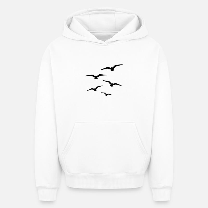Volée d’oiseaux - Sweat à capuche unisexe oversize épais SPREAD - blanc