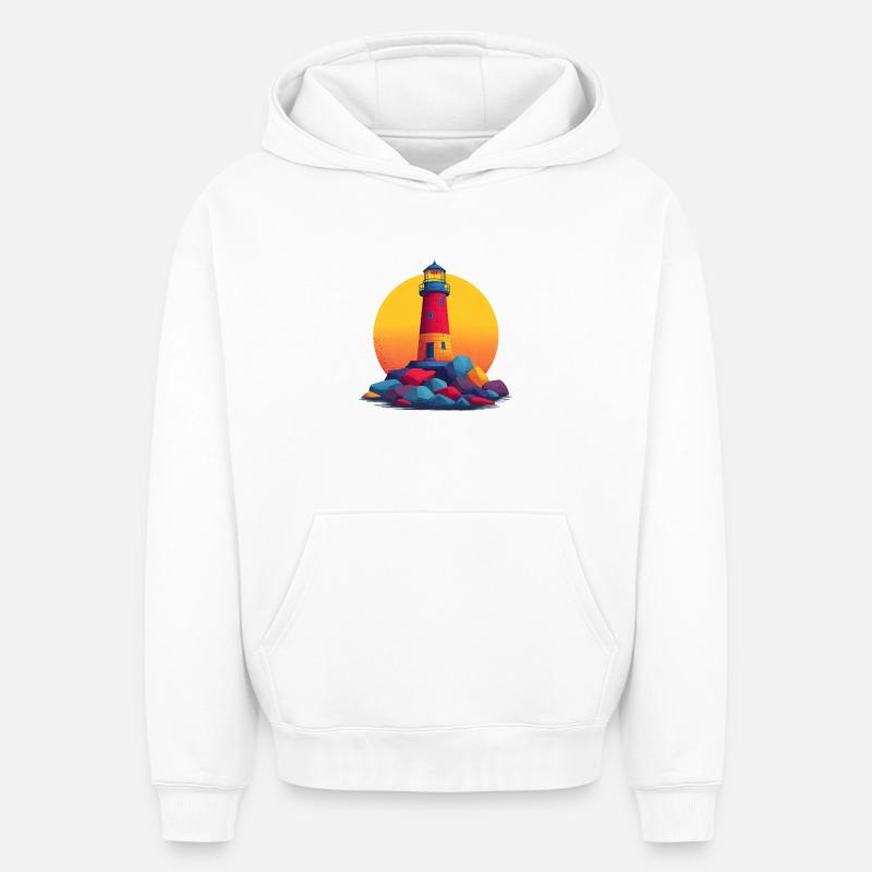 phare - Sweat à capuche unisexe oversize épais SPREAD - blanc