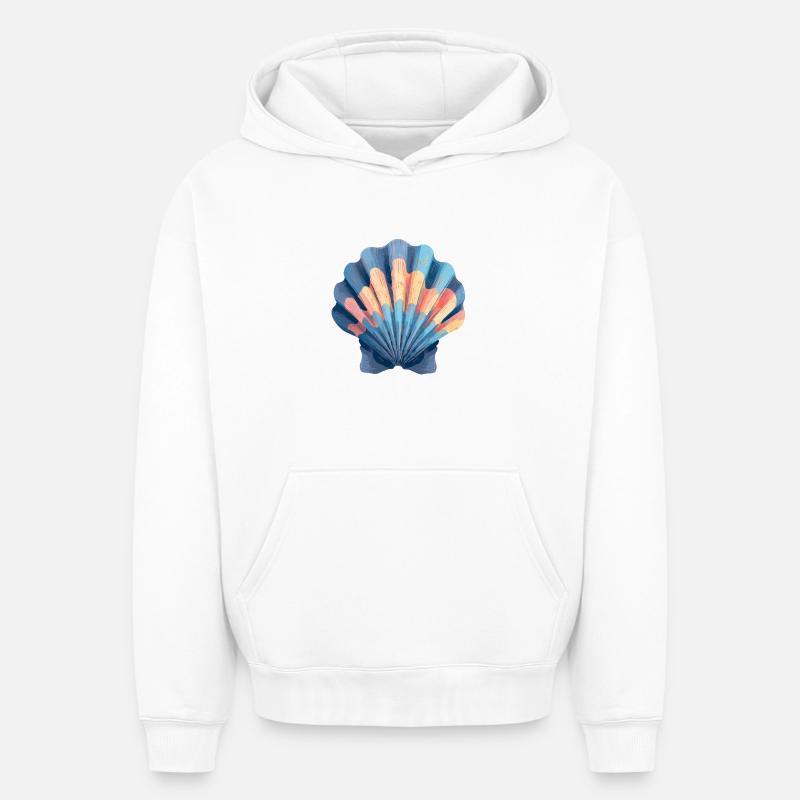 coquillage - Sweat à capuche unisexe oversize épais SPREAD - blanc