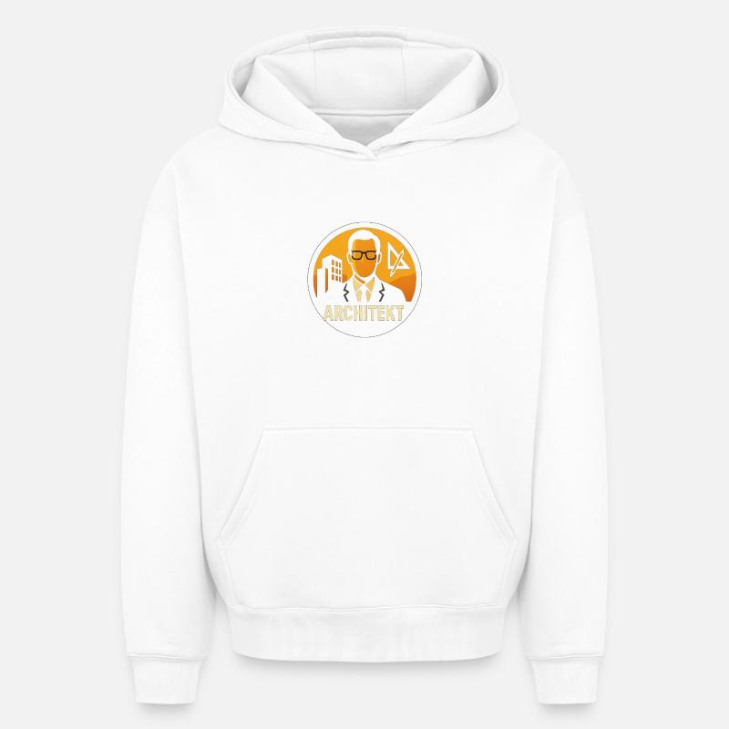 Plan d’icône d’architecte - Sweat à capuche unisexe oversize épais SPREAD - blanc