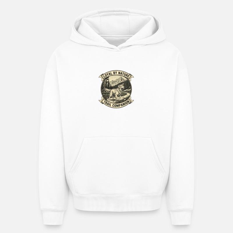 Chien Retriever - Sweat à capuche unisexe oversize épais SPREAD - blanc