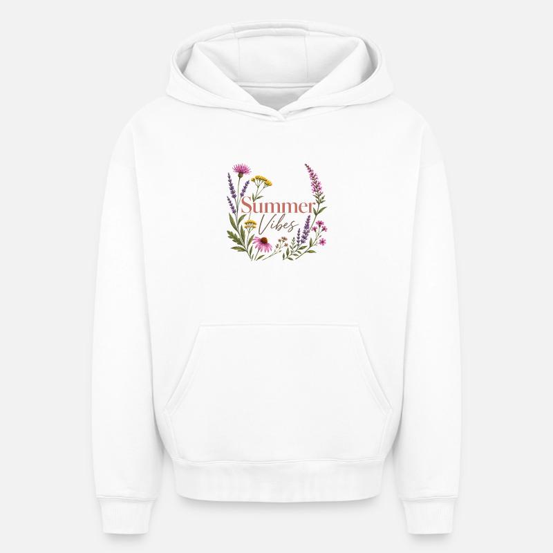 Couronne de fleurs Summer Vibes - Sweat à capuche unisexe oversize épais SPREAD - blanc