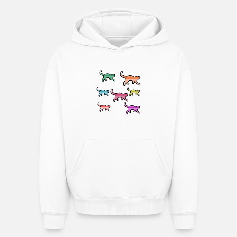 félin - Sweat à capuche unisexe oversize épais SPREAD - blanc
