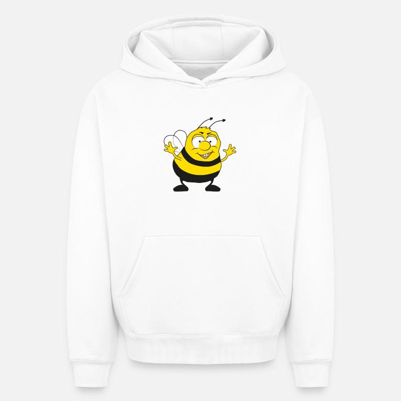 Brummy, le bourdon cool - Sweat à capuche unisexe oversize épais SPREAD - blanc
