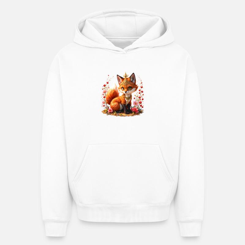 Bijoux floraux Fox - Sweat à capuche unisexe oversize épais SPREAD - blanc
