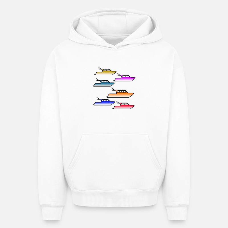 Bateaux à moteur - Sweat à capuche unisexe oversize épais SPREAD - blanc