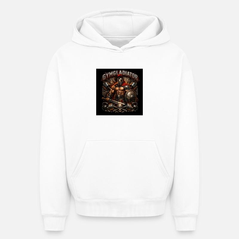 Gladiateur de Gym - Sweat à capuche unisexe oversize épais SPREAD - blanc
