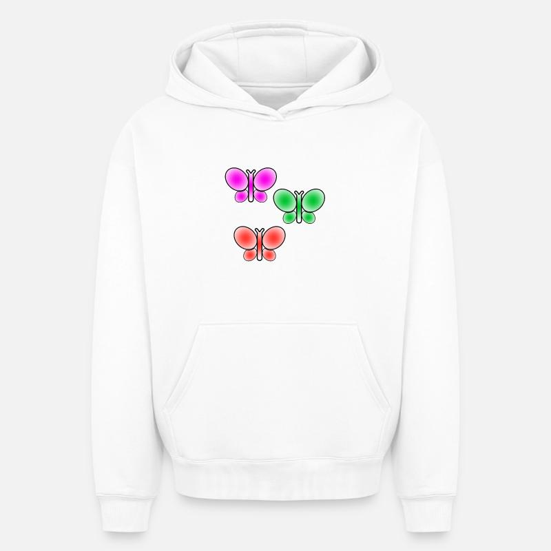 Papillons - Sweat à capuche unisexe oversize épais SPREAD - blanc